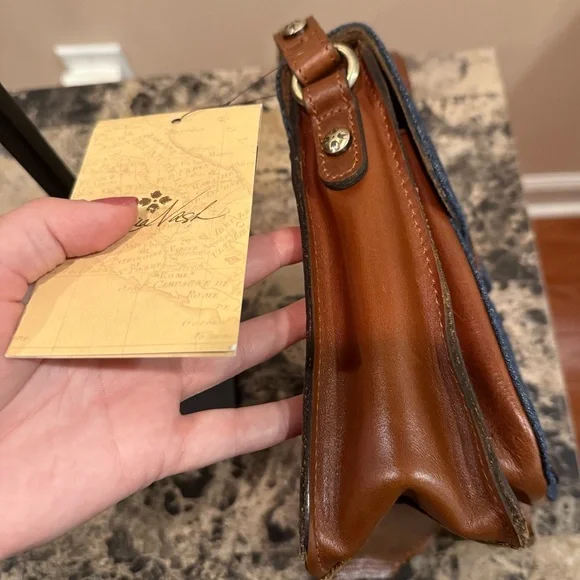 Patricia Nash Denim Leather Colorblock Lari Crossbody - Picture 8 of 16